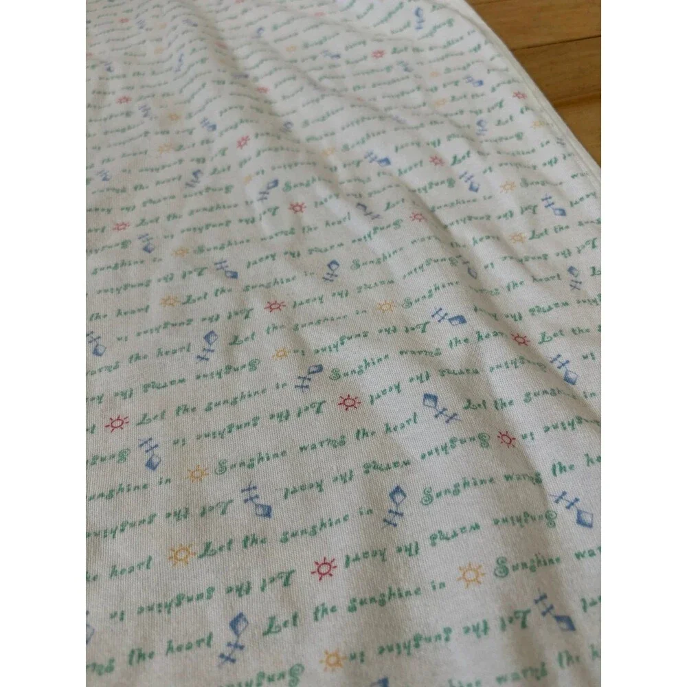 VTG Carters Baby Receiving Blanket Cotton White Kite Sunshine Warms Heart Sun